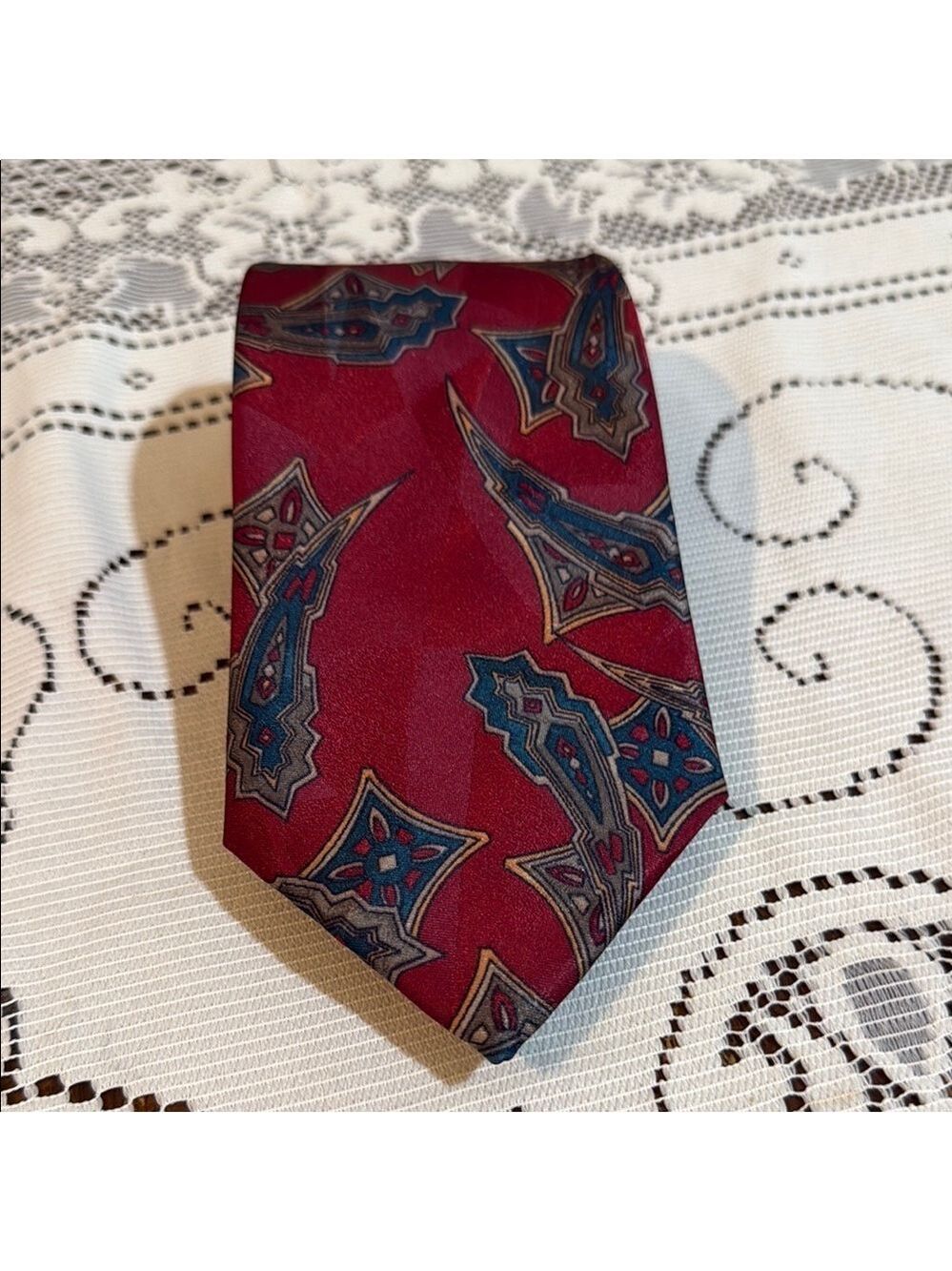 VTG Valentino Garavani Red and Blue Silk Tie